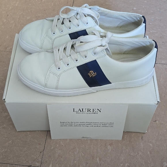 Lauren Ralph Lauren White and Navy Sneakers - Picture 2 of 7